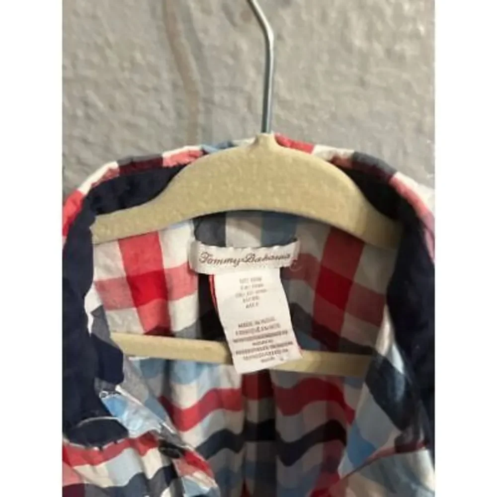 Boys Tommy Bahamas red white and blue plaid one‎ piece size 18 months